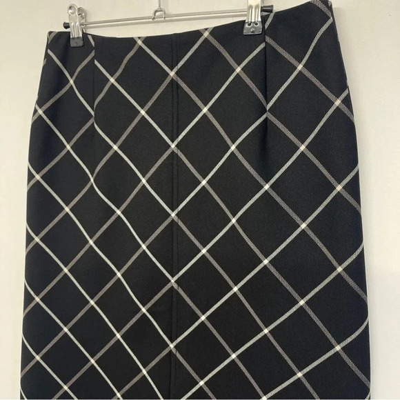 Rag & Bone Windowpane MIDI Skirt 6 Black Front Zipper Sabina - Picture 9 of 13